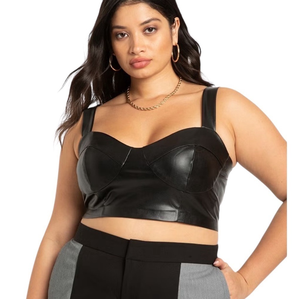 Eloquii Faux Leather Bustier Top Black